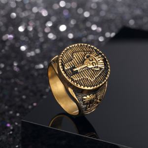 Wholesale Unisex Pharaoh <b>Ring</b> Signet Stainless Steel Egyptian <b>Statement</b> Jewelry Mens Womens Punk Inlay Engagement Gift Party - Product Image 5