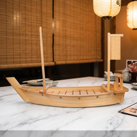 ESTICK Équipement de restaurant écologique japonais Bateau à sushi en bois doré personnalisé 50cms à vendre