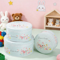 Ensemble de 3 boîtes en métal Lapin de Pâques RTS |   Conteneur de rangement en métal thermolaqué au design coloré pour chewing-gum, lait, pain |