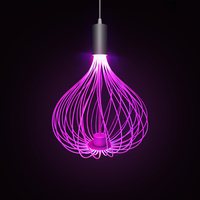 Lustre en fibre optique à lumière rouge LED à intensité variable, lampe suspendue moderne personnalisée