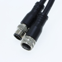Connecteur circulaire blindé M12 personnalisé, étanche, noir, avec faisceau de câbles industriel moulé