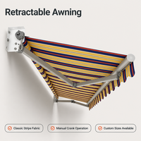 Auvent rétractable manuel, imperméable, en aluminium, à manivelle, pour terrasse extérieure, balcon, jardin, villa
