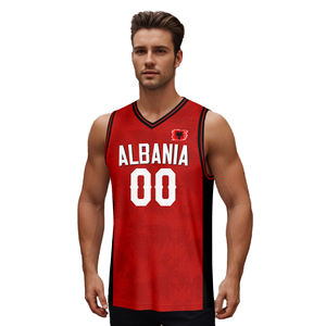 Op maat gemaakte, hoogwaardige, rode, snel drogende, antibacteriële basketbaltrui met mesh, ademend, plus size, sportkleding voor volwassenen - Product Image 6