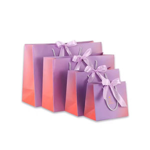 Sac cadeau en papier imprimé numérique dégradé violet de luxe, best-seller, avec poignée en ruban pour les magasins de vêtements et de chaussures - Product Image 5