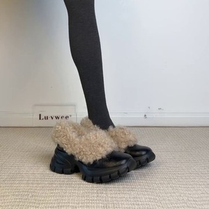 Mocasines de cuero genuino con aumento de altura de 6 cm, suela gruesa, forro de piel, zapatos de cuero sin cordones, calzado de invierno para mujeres pequeñas - Product Image 2