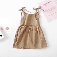 Vêtements d'été pour bébés filles de 2 à 6 ans, 4 couleurs, robes blanches en lin et coton, vente en gros