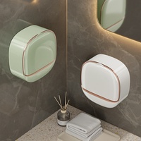 Porte-savon mural double couche écologique avec plateau de drainage adhésif – Support de savon avec égouttoir