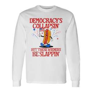 Camiseta de manga larga Fourth Of July Wiener con diseño de humor político - Product Image 1