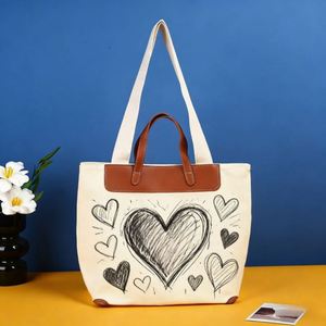 Sacs de shopping personnalisés en gros, sacs fourre-tout en toile de coton vierges, sacs promotionnels réutilisables personnalisables avec logo imprimé - Product Image 1