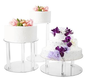 3 Tầng Lớn Acrylic kính vòng bánh cưới đứng, thực phẩm hiển thị đứng, cupcake đứng, món tráng miệng hiển thị (3 tầng với cơ sở <span class=keywords><strong>Tier</strong></span>) - Product Image 1