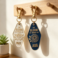 Gantungan Kunci Logam Bentuk Berlian Gaya Motel Vintage, Aksesoris Tas, Hadiah, Suvenir Vintage