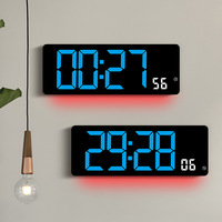 17,3-Zoll Wohnzimmer-Wanduhr Multifunktionale LED-Digitaluhr Großformatige Temperatur- und Feuchtigkeitsanzeige ABS Modern