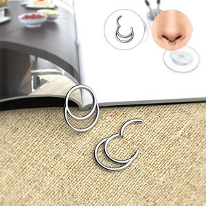 ASTM F136 titane nez anneaux Sexy <span class=keywords><strong>Double</strong></span> cerceau boucle d'oreille oreille Cartilage <span class=keywords><strong>Tragus</strong></span> Nasal <span class=keywords><strong>Piercing</strong></span> mode bijoux cadeaux pour les femmes - Product Image 4