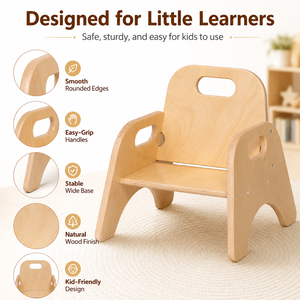Set Tavolo e 4 Sedie in Legno per Bambini, Arredamento Montessori per Asilo e Scuola Materna - Product Image 3