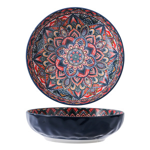 Sustainable Retro Bohemian Porcelain <b>Dinnerware</b> <b>Set</b> Glazed Ceramic Dishes Bowls Tray <b>for</b> Home Dining Baking Household Tableware - Product Image 6