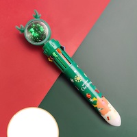 2023 RSVRA Kawaii Natal 10-in-1 Pulpen Multi-Warna Kreatif Silikon Plastik Lebar Tulisan 0.5 Mm Kartun Populer