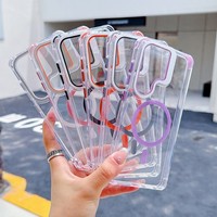 Casing HP Transparan Berkualitas Warna Jernih Anti Benturan dengan Gasbag, Penyangga Kamera Magnetik, untuk Samsung S26 S25 S24 A17 A56 A57