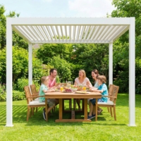 Toldo Minimalista para Balcón o Patio, Resistente a Huracanes, Impermeable, con Persianas Ajustables Manualmente, de Aluminio Independiente