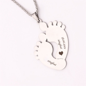 Collier de pied avec pendentif en acier inoxydable, personnalisé, pour femmes et enfants, collier avec Date de naissance - Product Image 3