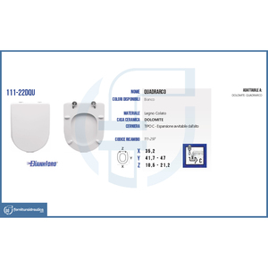 Couvre-siège de toilette à fermeture rapide et douce pour vase Dolomite Quadrarco en bambou et bois avec charnières de type C - Product Image 2