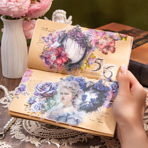Paquete de 10 Pegatinas PET con Diseño de Flores para Adolescentes, Pegatinas Retro para Diario, Espejo, Manualidades y Decoración - Product Image 4