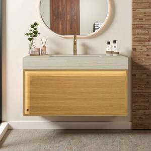 Mueble de Baño Moderno con Lavabo, Ahorrador de Espacio, Montado en la Pared, de Madera - Product Image 4