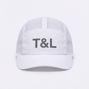 หมวกแก๊ปตาข่ายสีขาว T&L แบบ 5 แผง ทรงพอดีตัว สำหรับทุกเพศ เหมาะสำหรับกิจกรรมกลางแจ้ง สวมใส่สบายในฤดูใบไม้ผลิและฤดูร้อน - Product Image 2