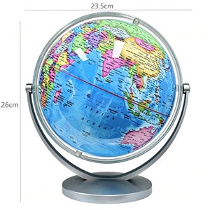 Globo Terrestre Politico Blu 8 Pollici in Plastica Trasparente con Mappa dell'Oceano, Supporto ABS Rotante/Scrivibile/Cancellabile, Educativo da Scrivania - Product Image 4