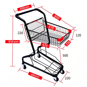 Chariot de supermarché portable à quatre roues 340L, robuste, en treillis métallique chromé, avec roulettes pivotantes silencieuses, pour usage commercial, OEM EFON - Product Image 4