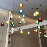 Lustre LED moderne en verre coloré, petit modèle E26, hauteur réglable, luminaire suspendu personnalisable pour restaurant, villa, salon