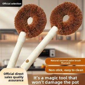 Cepillo para ollas, práctico utensilio para lavar ollas, para limpieza de cocina en el hogar, descontaminación, antiadherente, con mango largo - Product Image 5