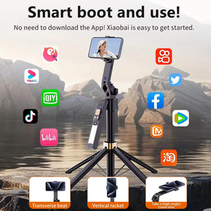 Poignée CL12-P 360 °   Perche à <span class=keywords><strong>selfie</strong></span> avec suivi du visage, hauteur extensible de 180 cm, rotation, stabilisateur avec lumière d'appoint - Product Image 6