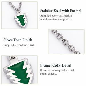 Collar con Colgante de Árbol Verde, Acero Inoxidable, Tono Plateado, Cadena de Caja de 400 mm + Extensor de 50 mm, Joyería Unisex para Uso Diario - Product Image 2