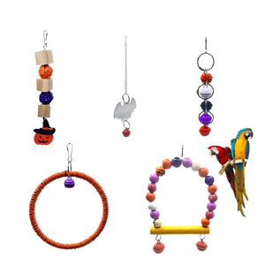 Halloween Bird Swing Decorations <strong>Parrot</strong> <strong>Toy</strong> Ring Bell Vine Ball String Cage Accessories Made From Eco-Friendly Grass - Product Image 1