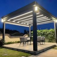 Pérgola Exterior de Diseño Popular, Pérgola Bioclimática Motorizada de Aluminio, Pérgolas con Techo Retráctil Motorizado de Aluminio para Exteriores