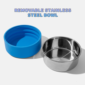 Gamelle double pour chien en acier inoxydable, écologique, anti-dérapante, anti-déversement, avec tapis de léchage en silicone, personnalisable en usine - Product Image 5