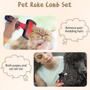 <b>Pet</b> Dog Cat Animal Soft <b>Brush</b> <b>Brush</b> Stainless Steel Needle and <b>Pet</b> Grooming Cleaning <b>Brush</b> - Product Image 4
