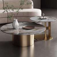 Table basse en métal Pandora de style italien, luxe léger, avec plateau en pierre, design moderne et minimaliste, pour salon, petit appartement, ensemble personnalisable