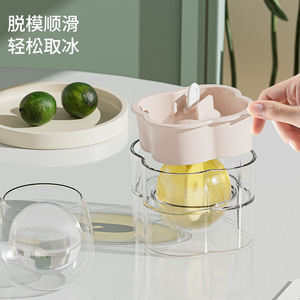 Diy Round Spherical Ice Cream Mold With Lid For Homemade Popsicles And Ice Balls Pink <b>Ps</b> Soft Rubber Material - Product Image 2