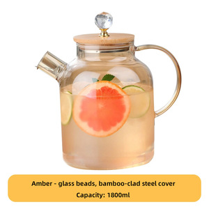 Tetera de Vidrio Simple con Tapa de Bambú, Capacidad de 600 ml a 1800 ml para Té de Hojas Sueltas, Café y Juegos de Té - Product Image 5