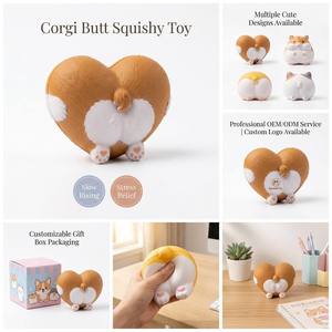 Adorable fesse de <span class=keywords><strong>Corgi</strong></span> en mousse PU pour soulager le stress, jouet promotionnel pour garçons et filles de 2 à 4 ans - Product Image 3