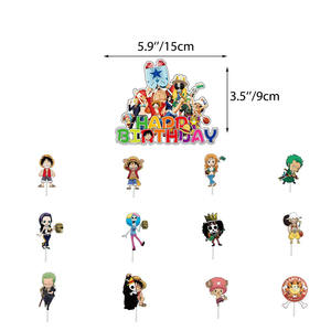 Topper de gâteau de dessin animé <span class=keywords><strong>japon</strong></span> Anime film personnage O une pièce pour enfants garçon joyeux anniversaire fête décoration jouets fournitures - Product Image 1