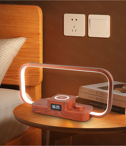 Fast Qi Charging Stand Table Lamp 3-in-1 Magnetic Wireless Charger with LED Lamp Alarm <b>Clock</b> for Bedroom - Product Image 2