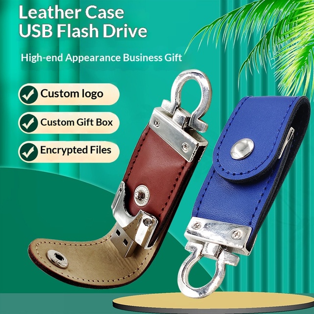 Wholesale Leather USB 3.0 Flash Drive 1G/16G/64G with Embossed Logo Personalized Customization for Business Gifts
