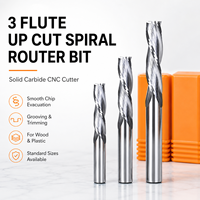 Fresa espiral de carburo sólido de 3 filos con corte ascendente para router CNC, para ranurado, fresado y recorte en madera y plástico