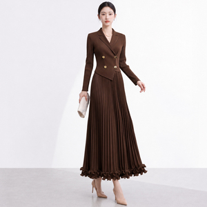 ชุดเดรสยาวพลีท Miyake ผ้าทอเป็นมิตรกับสิ่งแวดล้อม ประดับลูกปัด สไตล์วินเทจ หรูหรา เหมาะสำหรับงานทางการ เสื้อผ้าสตรี ดีไซน์โดดเด่น ลดราคาพิเศษทางออนไลน์ - Product Image 3