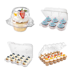 Dùng một lần duy nhất <span class=keywords><strong>cupcake</strong></span> rõ ràng bánh container Stackable sâu Dome <span class=keywords><strong>cupcake</strong></span> tàu sân bay với dập nổi cho thực phẩm sử dụng - Product Image 2