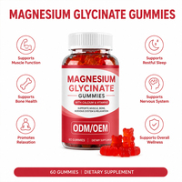 Gummies de glycinate de magnésium pour le soulagement du stress, complément apaisant et de repos, marque privée, OEM, ODM, approvisionnement en gros
