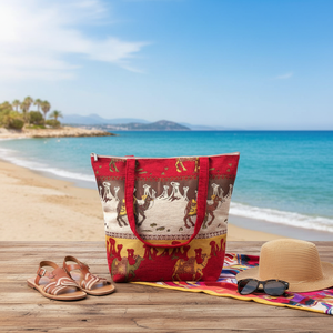 Turkish Beach <b>Bag</b> With Turkish Red Camel Pattern Fabric... From Turkey - Product Image 3