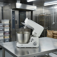 Batteur sur socle électrique 1000W 5L avec bol en acier inoxydable, 6 vitesses, tête inclinable, classe A en termes d'efficacité énergétique, pour la pâtisserie, la pâte et les gâteaux